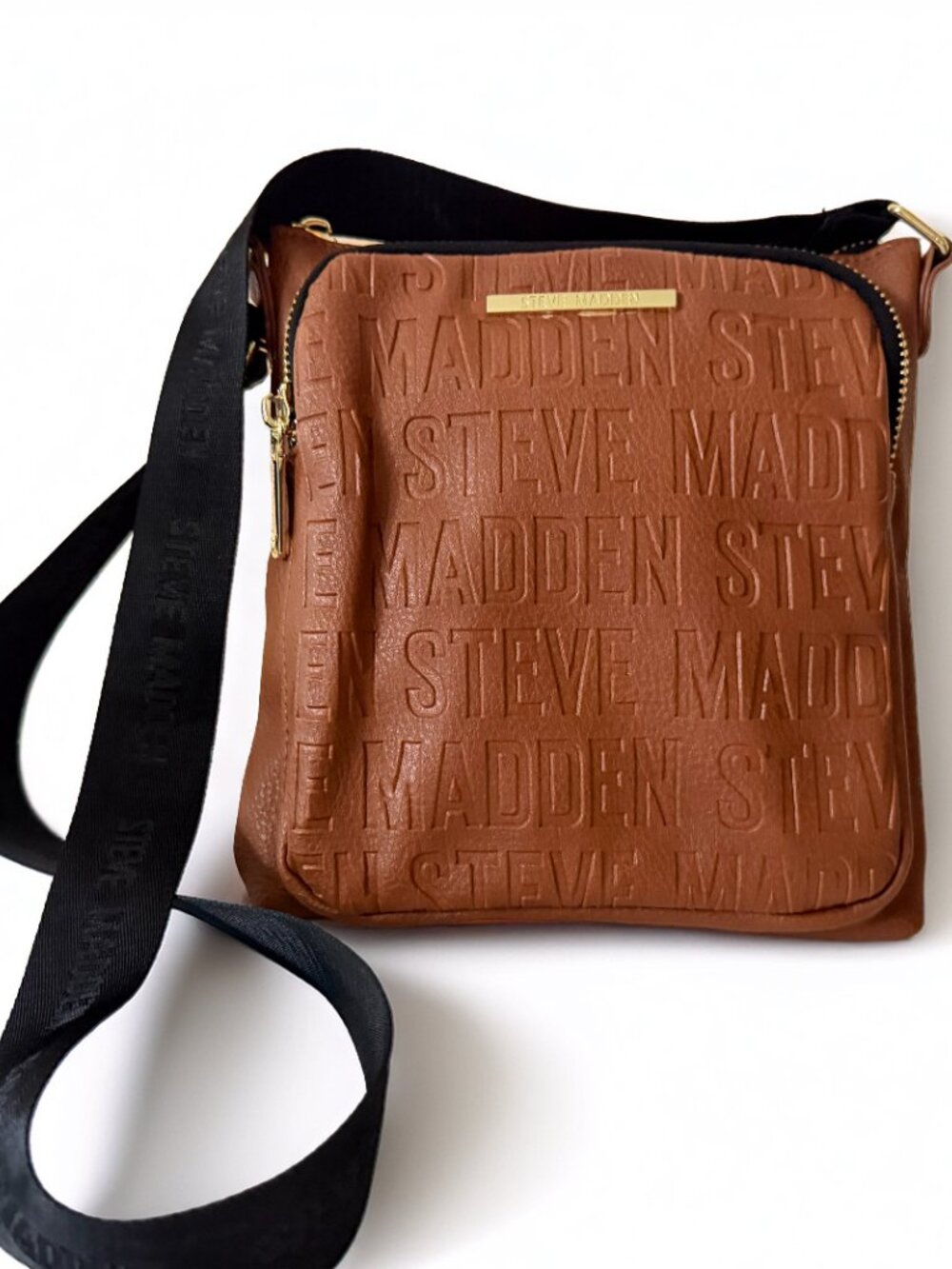 Steve Madden Embossed Faux Leather Brown Crossbody Bag Purse. - Picture 2 of 8